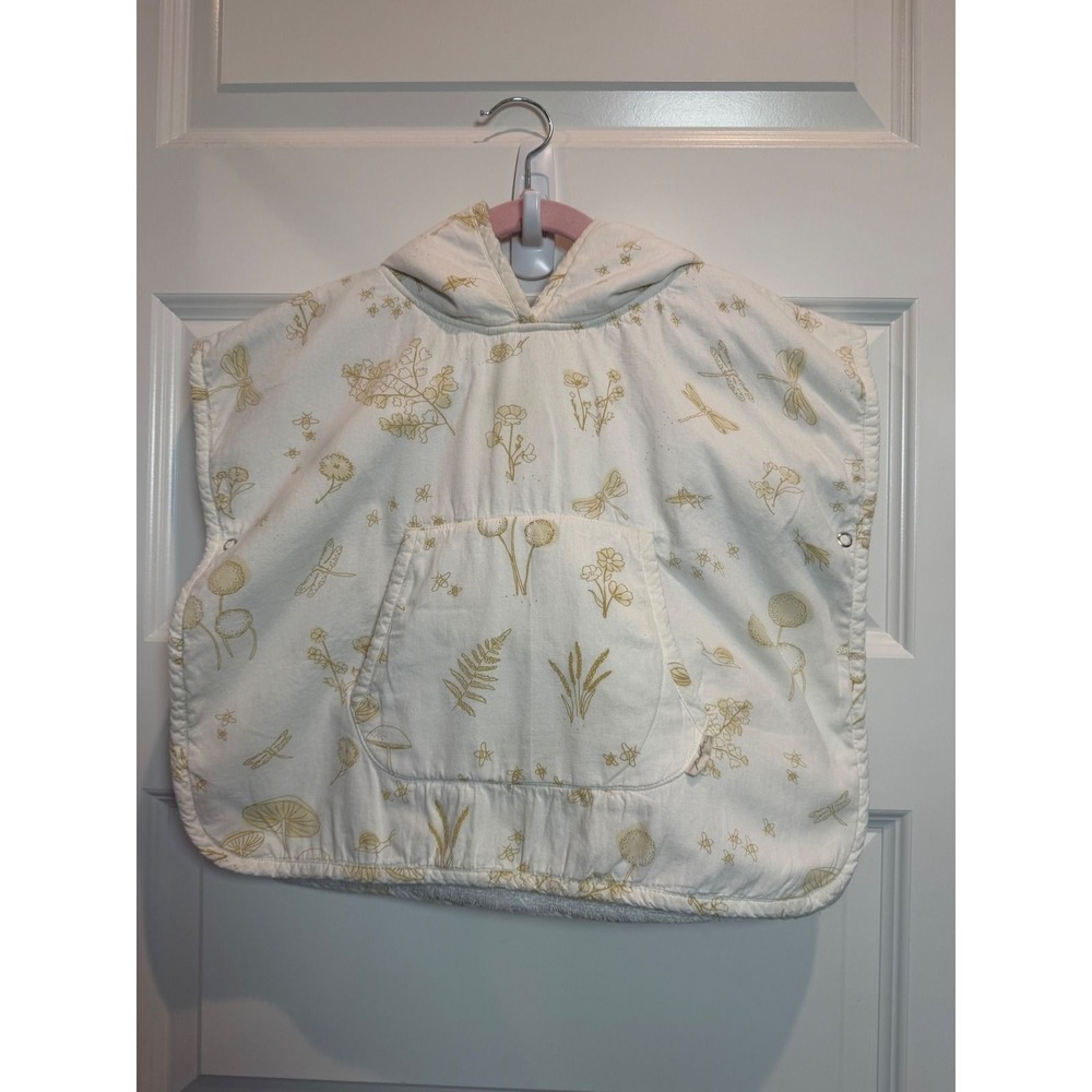 Pehr Kids Nature Print Hooded Towel Poncho Cream Gold 12-24 Months Cotton